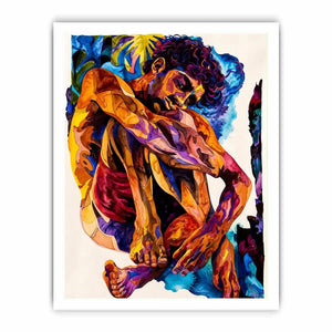 Contemplative figure in vibrant watercolor