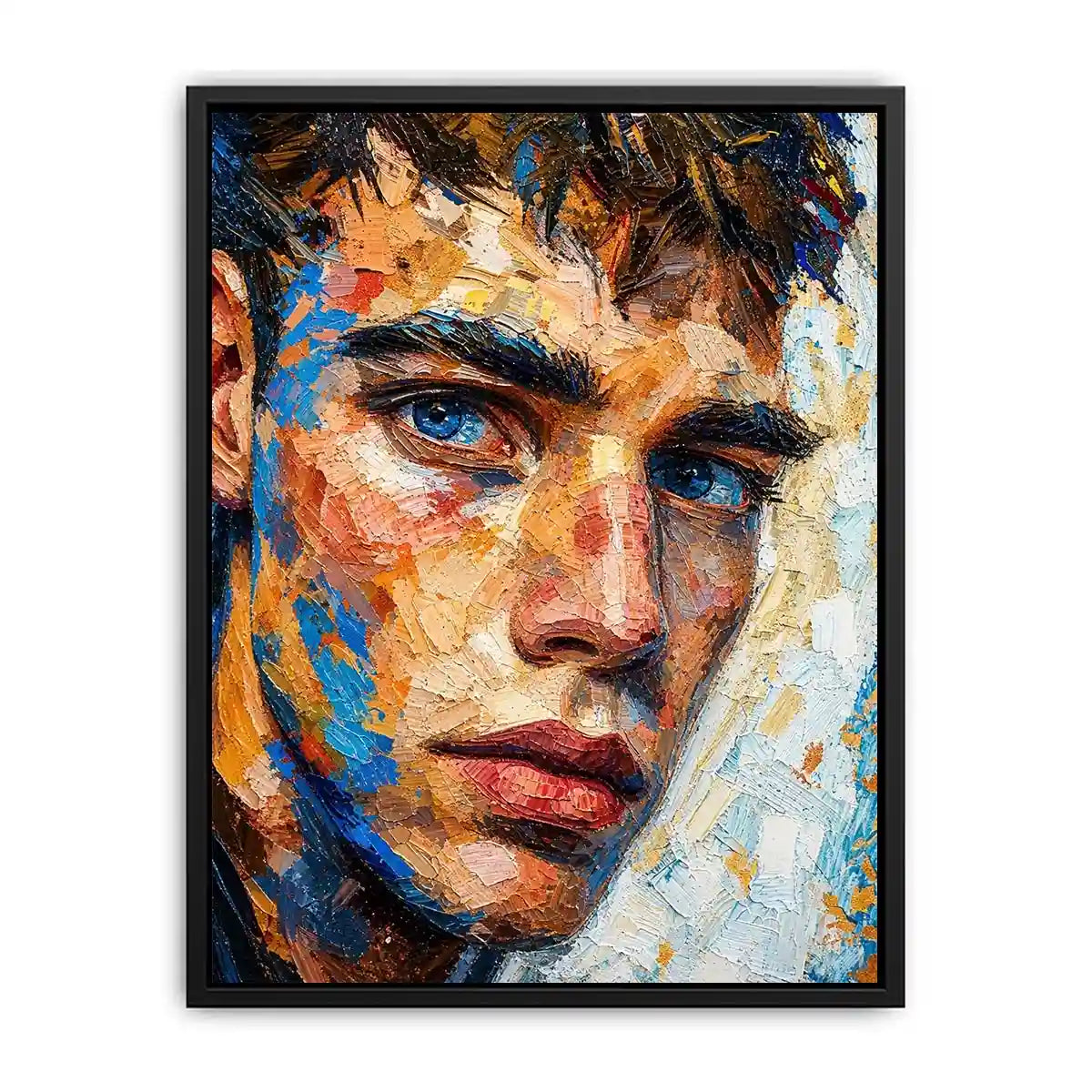 Intense gaze in vibrant impasto portrait
