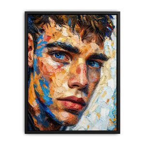 Intense gaze in vibrant impasto portrait
