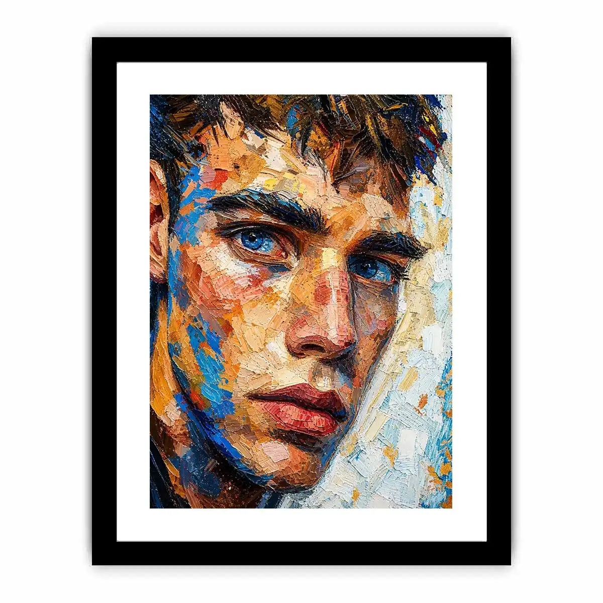 Intense gaze in vibrant impasto portrait