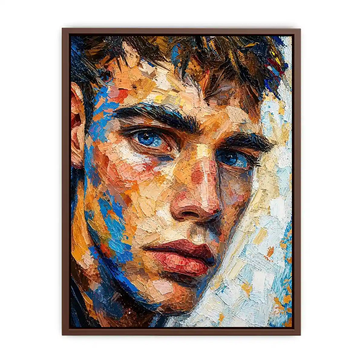 Intense gaze in vibrant impasto portrait