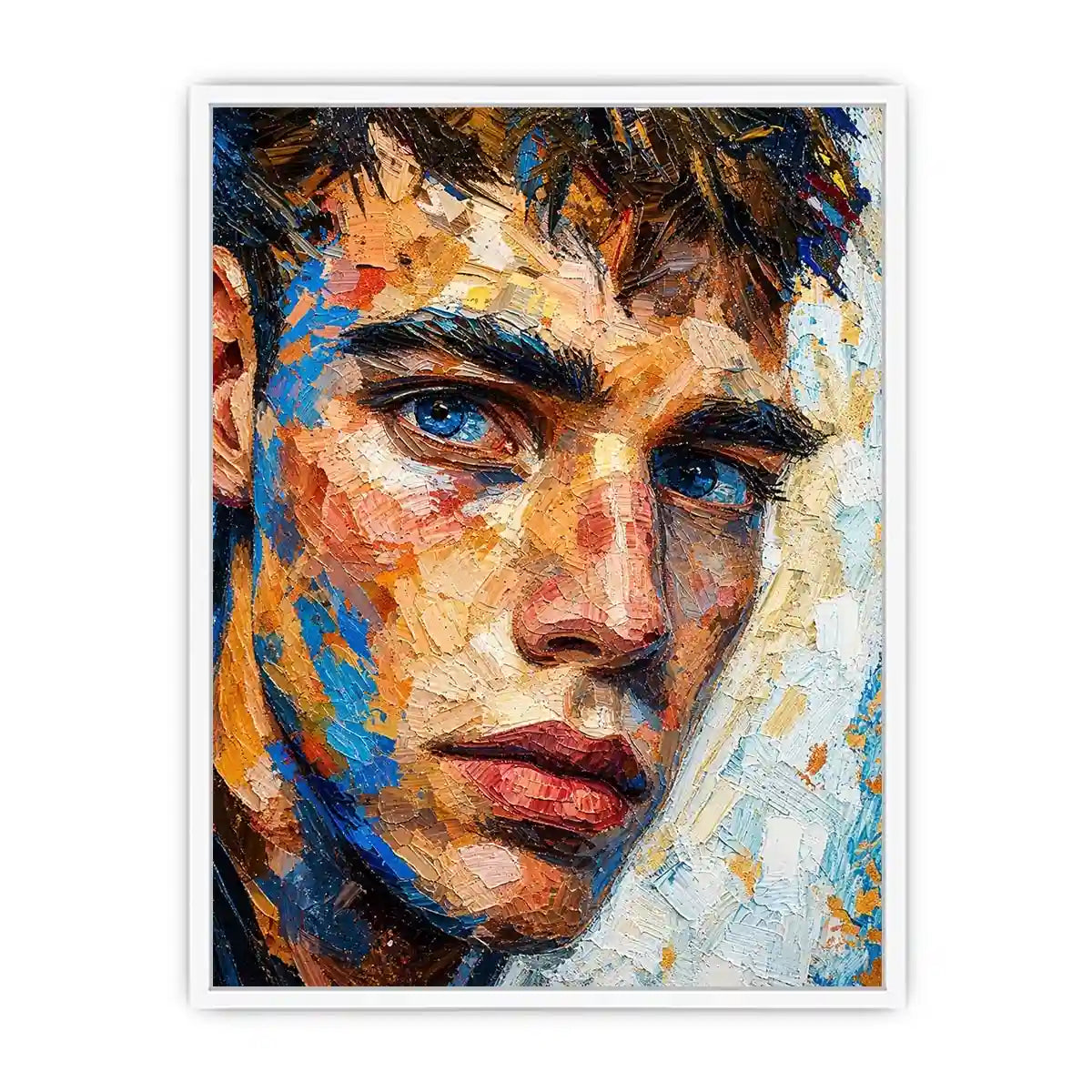 Intense gaze in vibrant impasto portrait