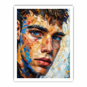Intense gaze in vibrant impasto portrait