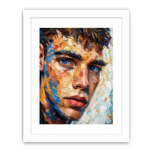 Intense gaze in vibrant impasto portrait