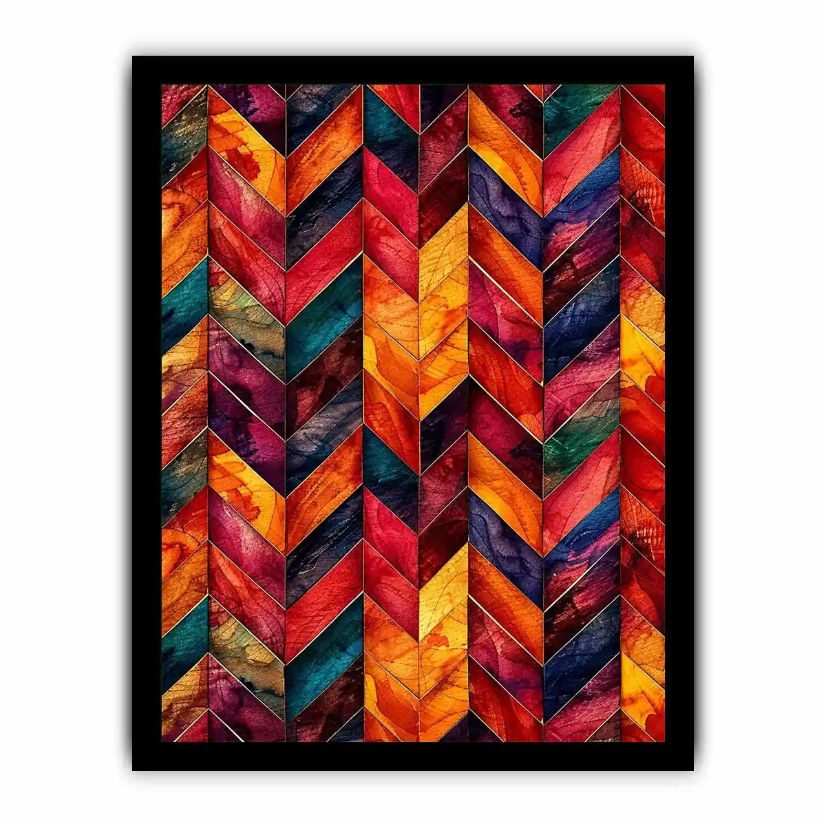 Vibrant watercolor chevron mosaic design