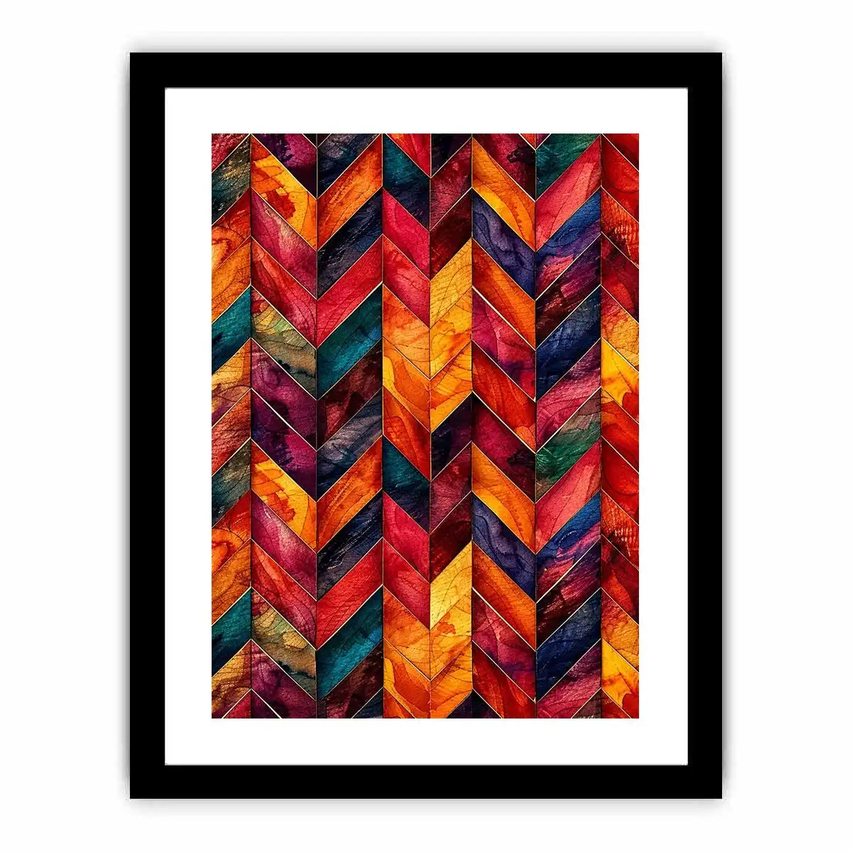 Vibrant watercolor chevron mosaic design