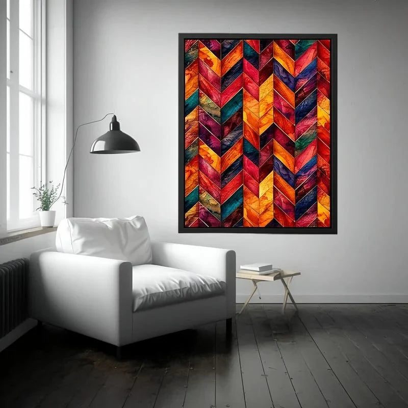 Vibrant watercolor chevron mosaic design