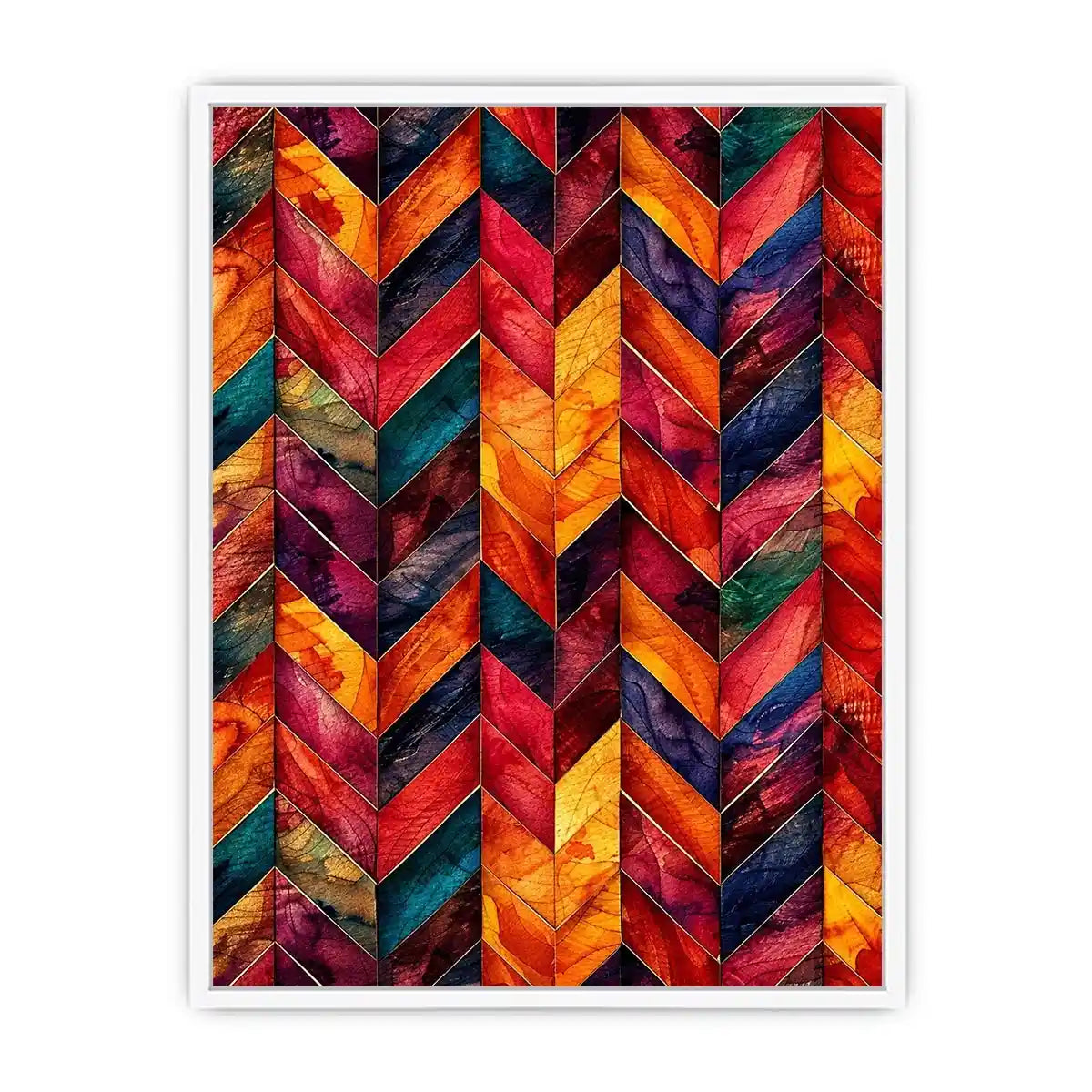 Vibrant watercolor chevron mosaic design