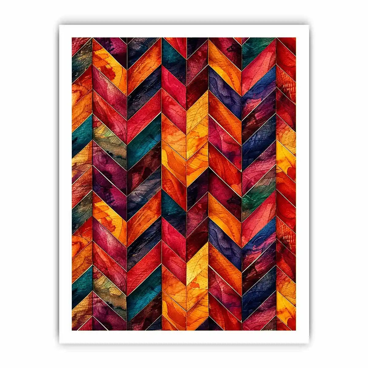 Vibrant watercolor chevron mosaic design