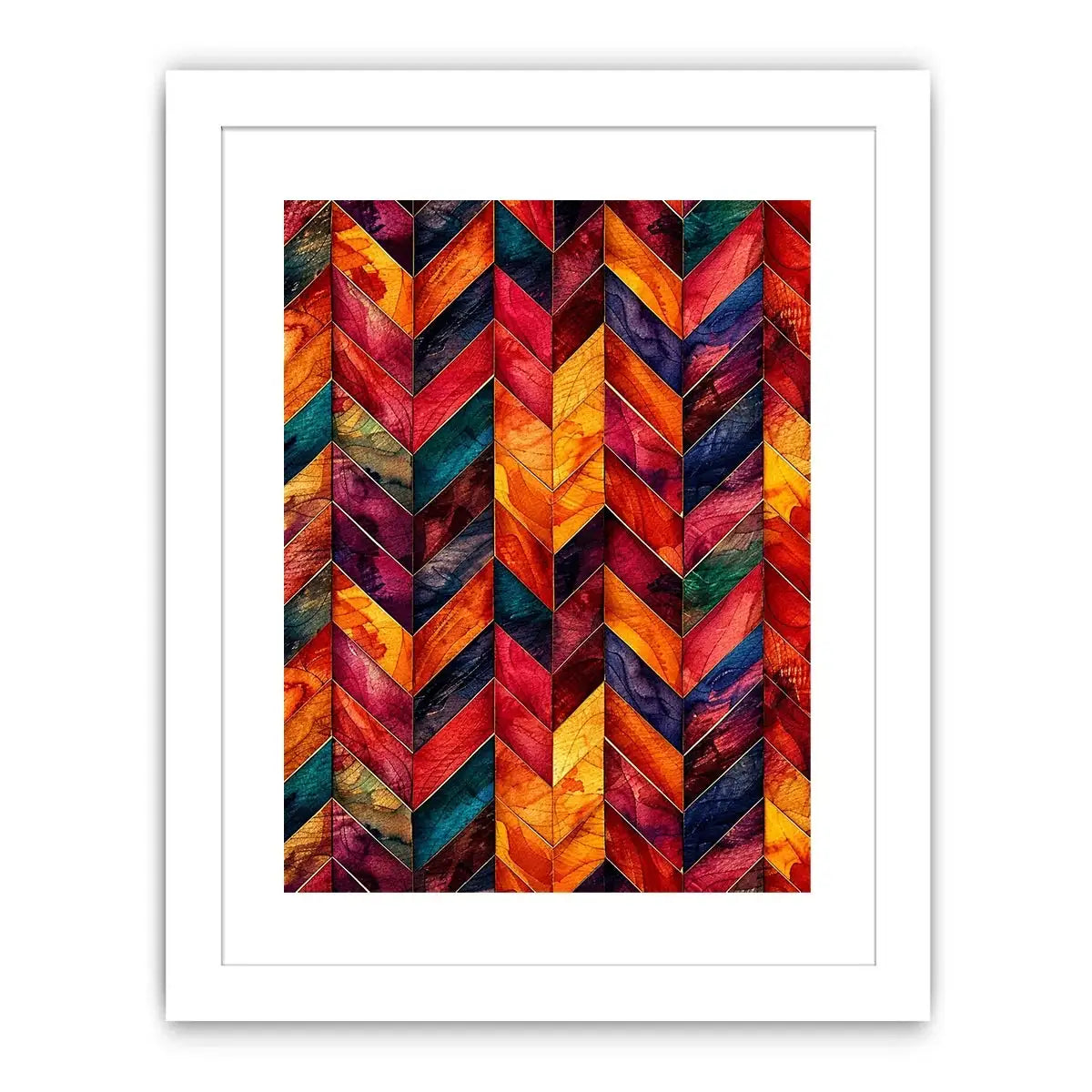 Vibrant watercolor chevron mosaic design
