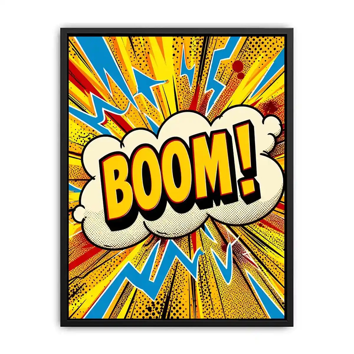Comic explosion with bold BOOM!