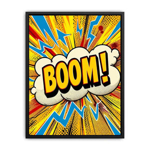 Comic explosion with bold BOOM!