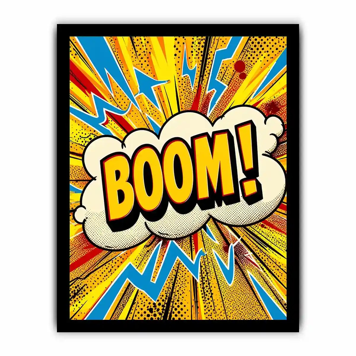 Comic explosion with bold BOOM!