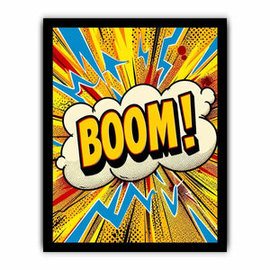 Comic explosion with bold BOOM!