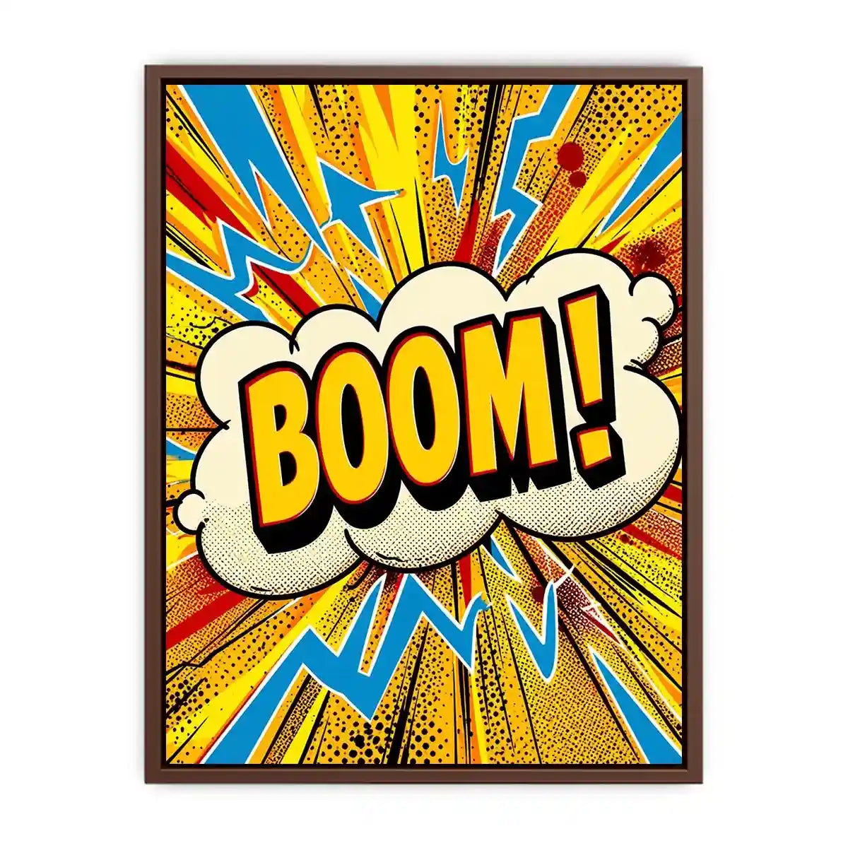 Comic explosion with bold BOOM!