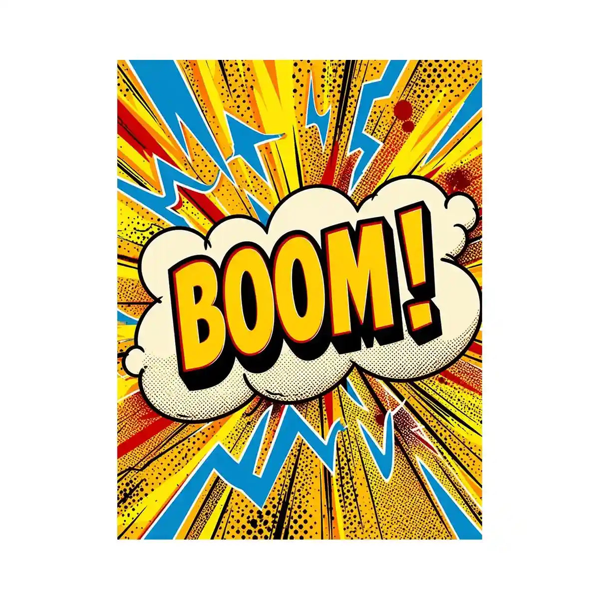 Comic explosion with bold BOOM!