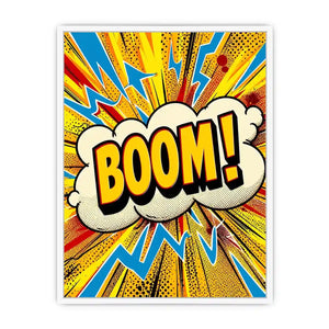 Comic explosion with bold BOOM!