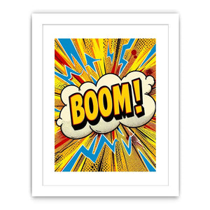 Comic explosion with bold BOOM!