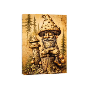 Cozy gnome in a magical woodland