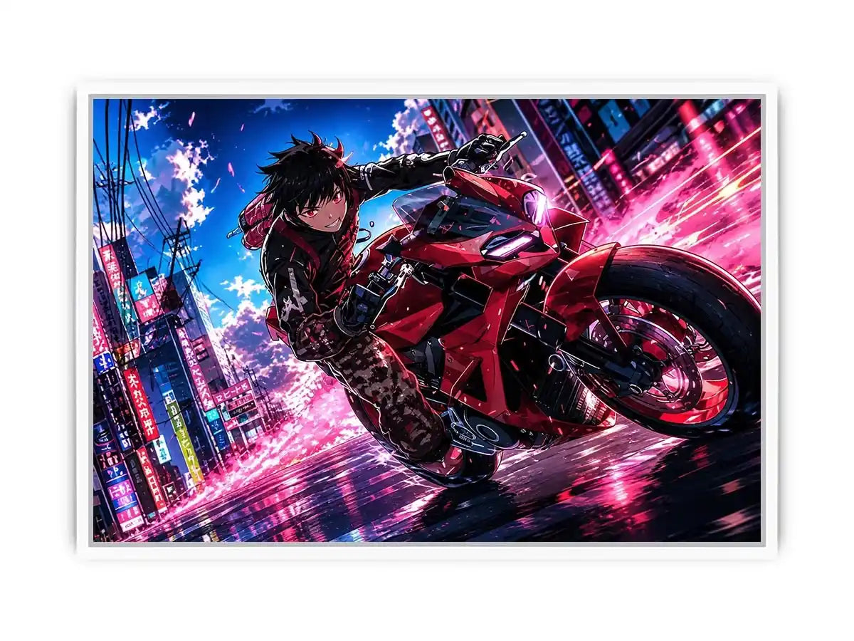 Rider in the neon rush