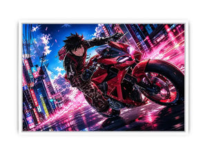 Rider in the neon rush