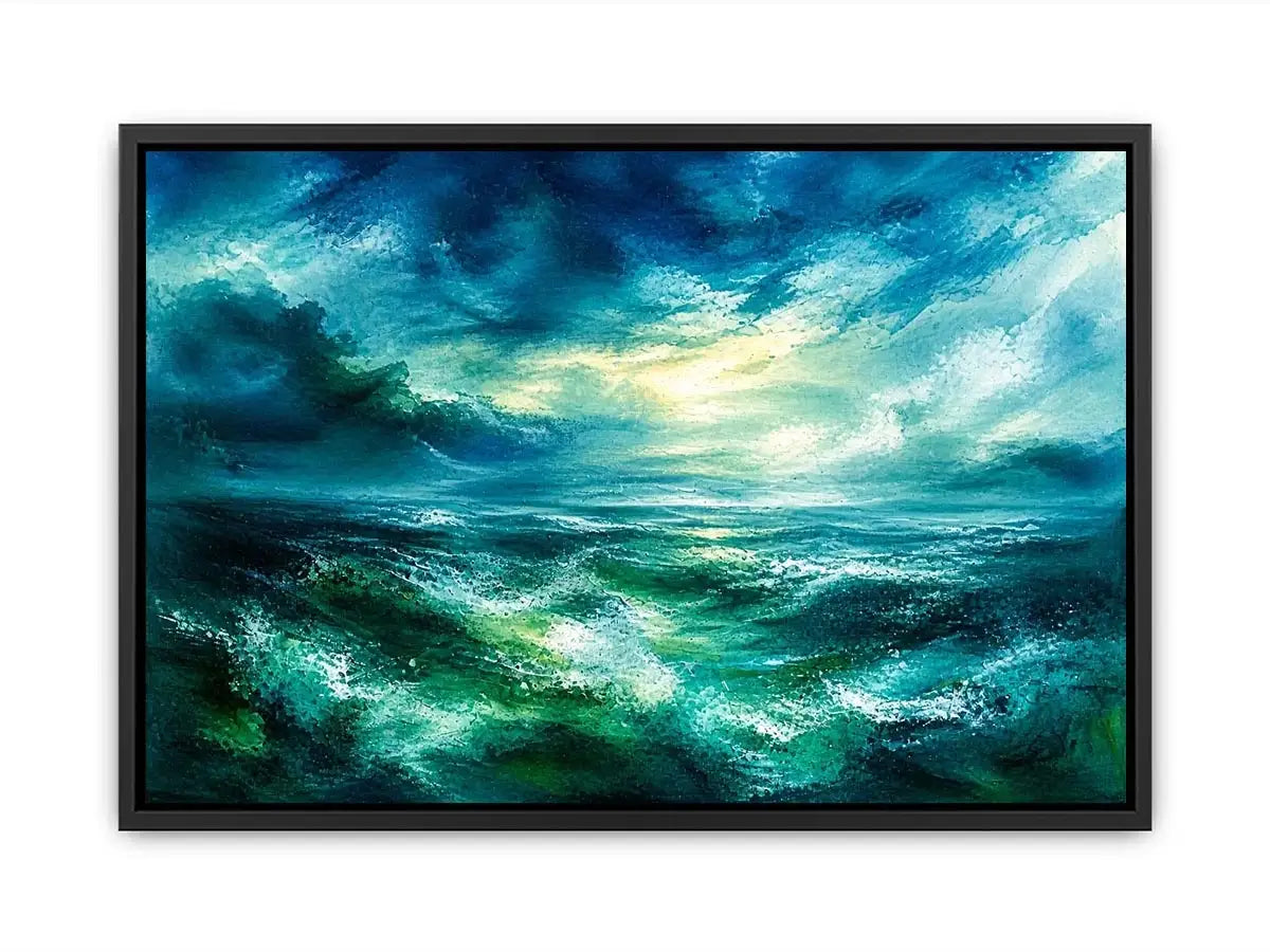 Stormy sea under luminous sky