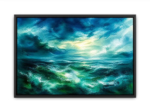 Stormy sea under luminous sky