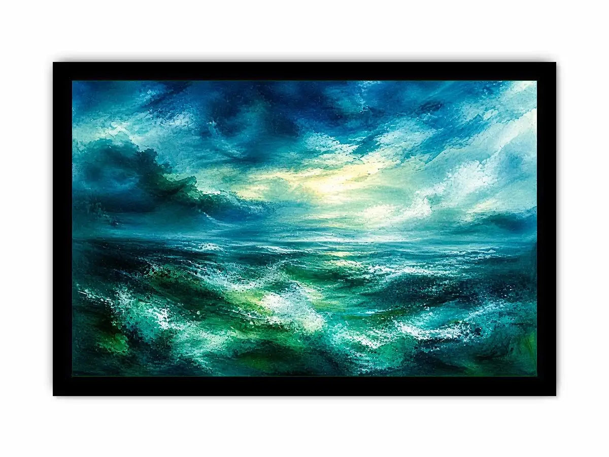 Stormy sea under luminous sky