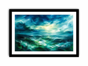 Stormy sea under luminous sky