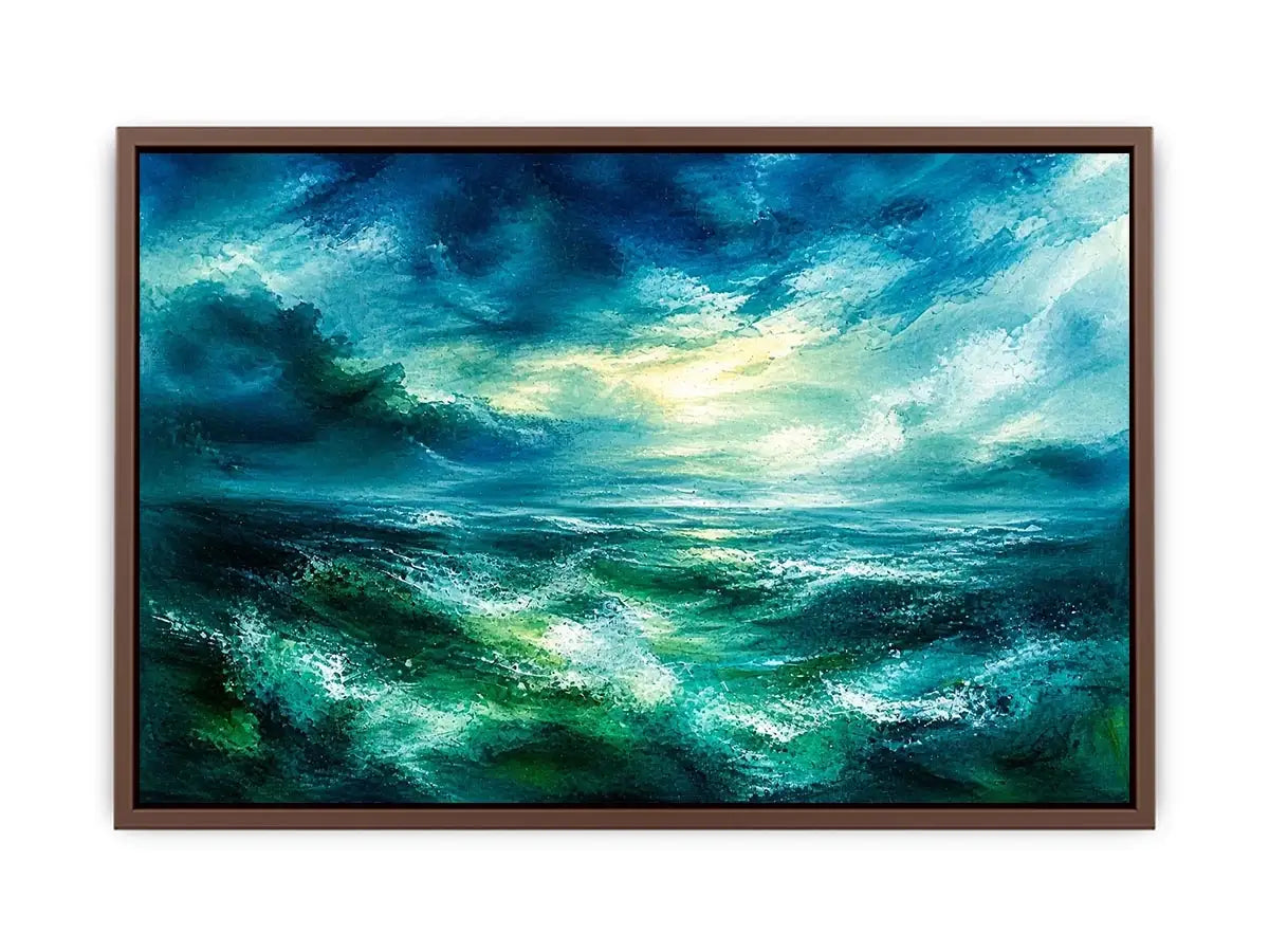 Stormy sea under luminous sky
