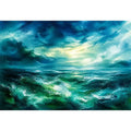 Stormy sea under luminous sky