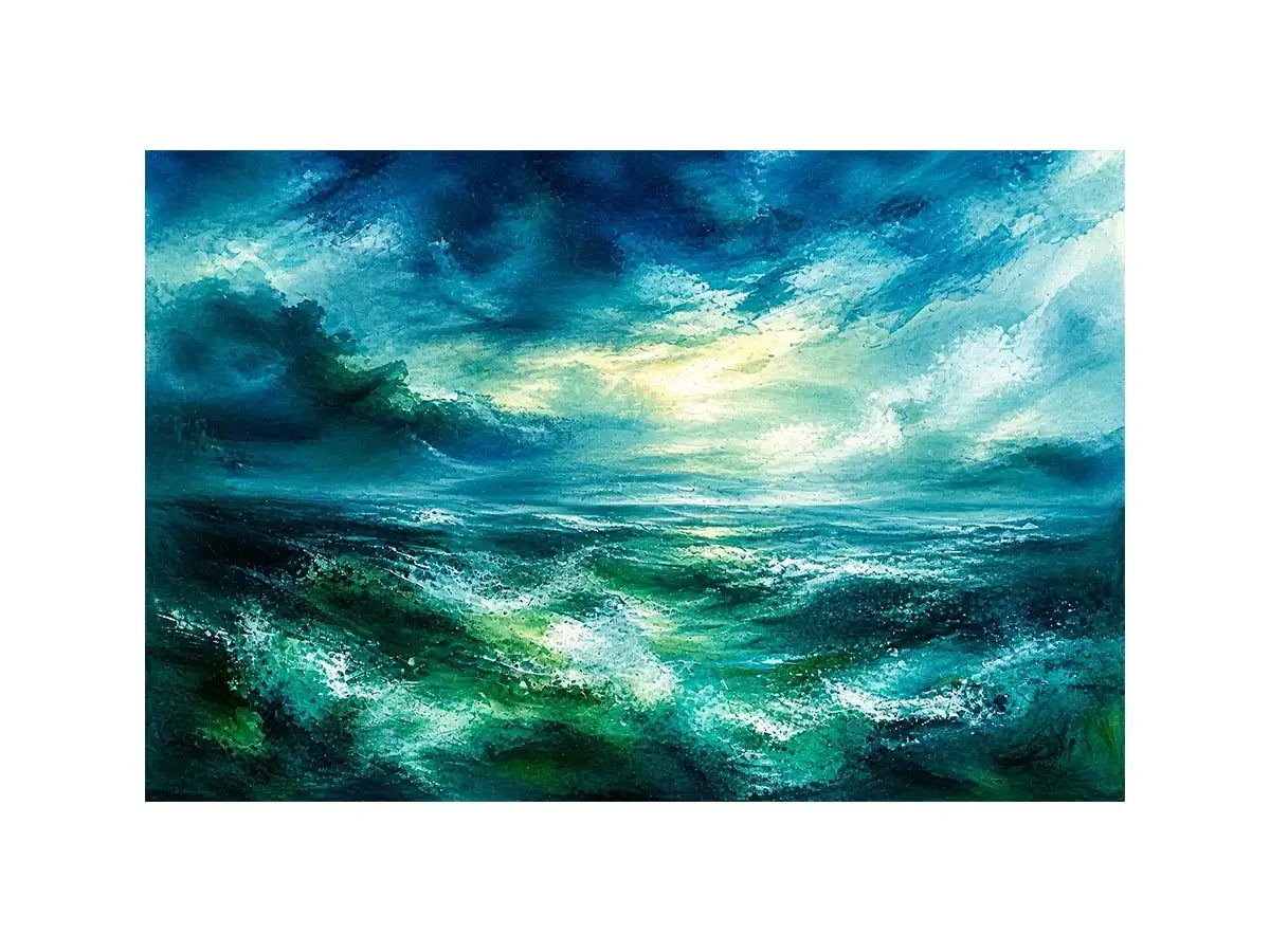 Stormy sea under luminous sky
