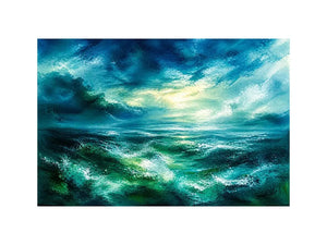 Stormy sea under luminous sky