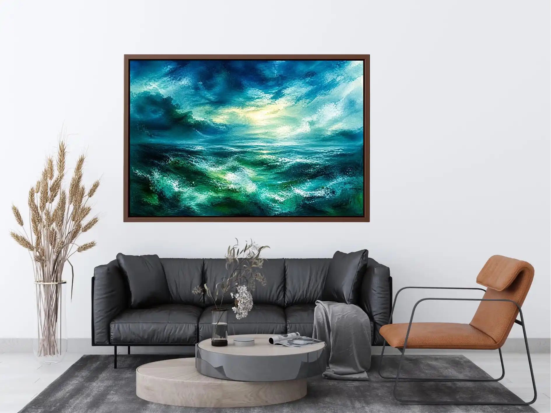 Stormy sea under luminous sky