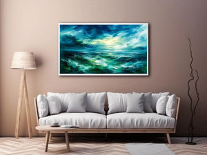 Stormy sea under luminous sky
