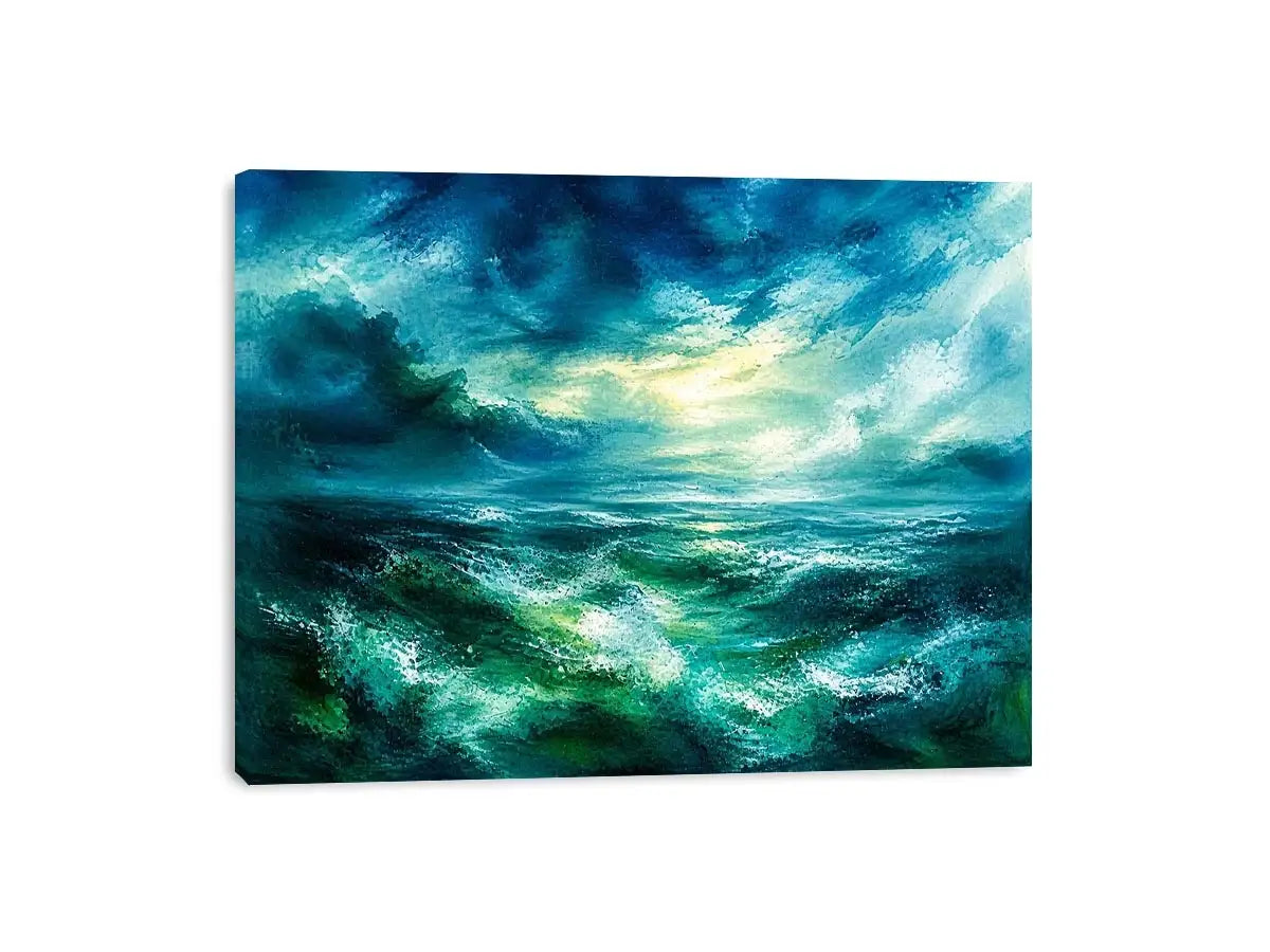 Stormy sea under luminous sky