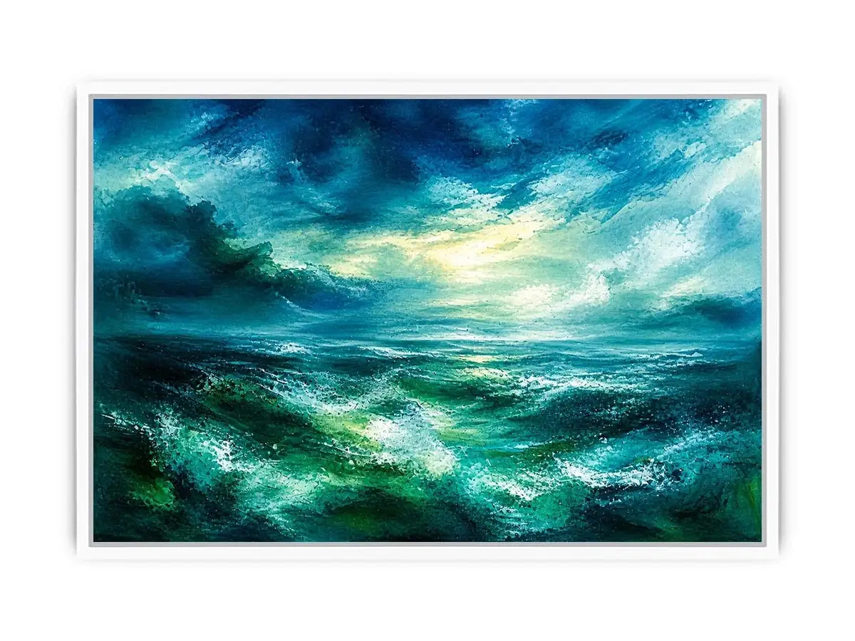 Stormy sea under luminous sky