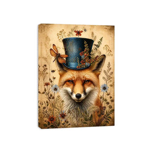 Whimsical fox in a botanical frame