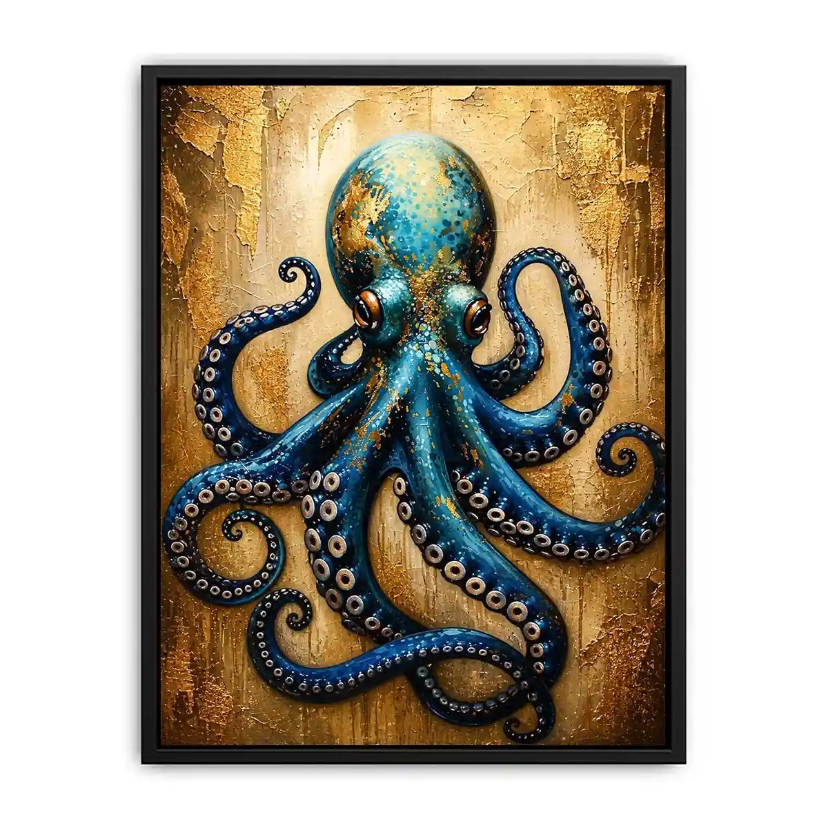 Blue octopus with gold accents