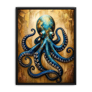 Blue octopus with gold accents