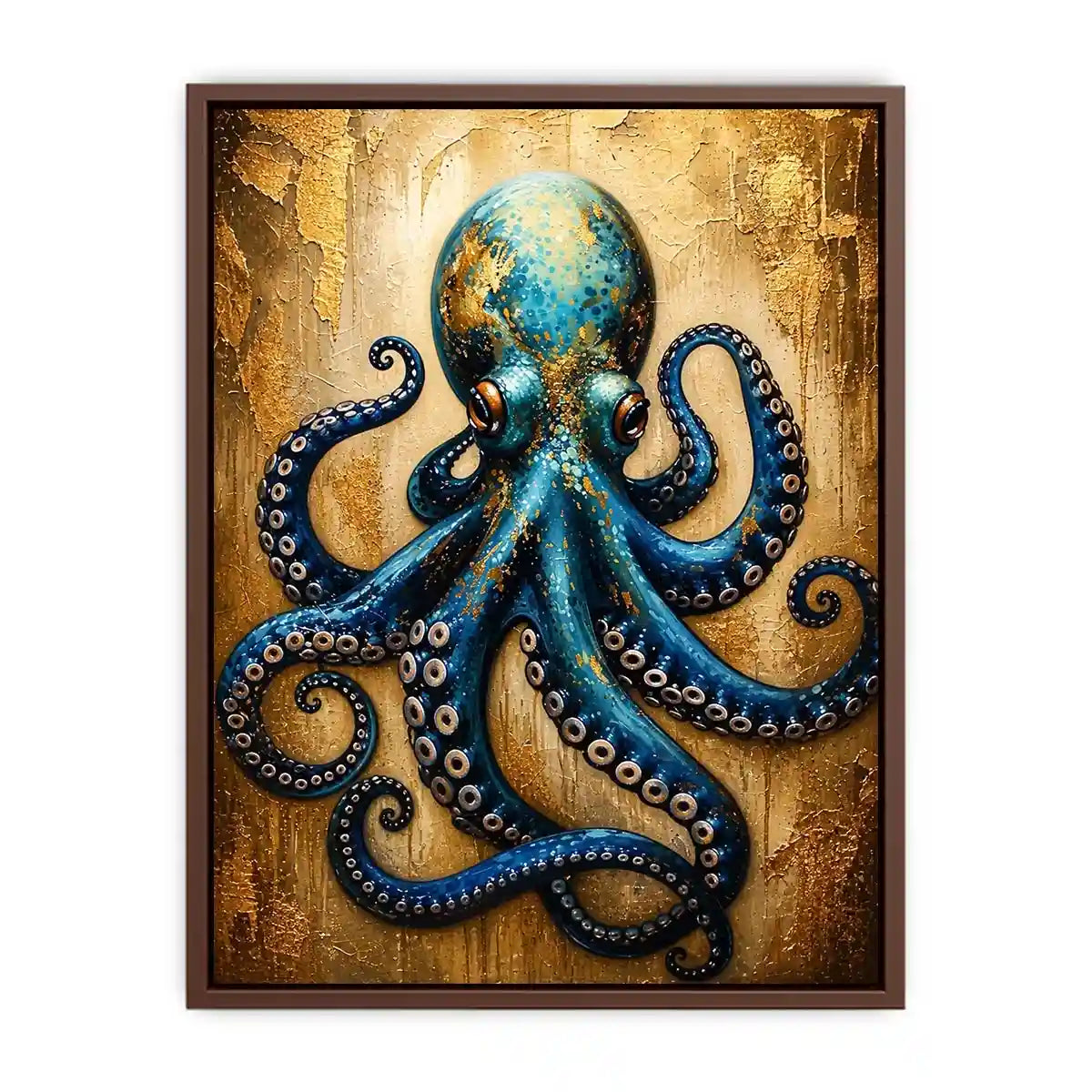 Blue octopus with gold accents