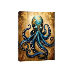 Blue octopus with gold accents