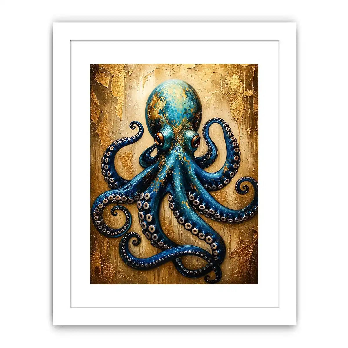 Blue octopus with gold accents