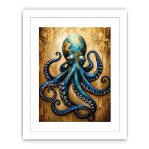 Blue octopus with gold accents