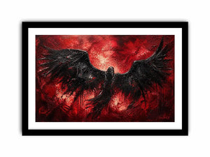 Raven in a storm of red