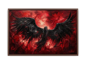 Raven in a storm of red