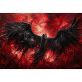 Raven in a storm of red