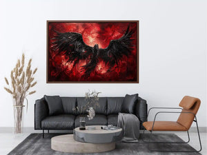 Raven in a storm of red
