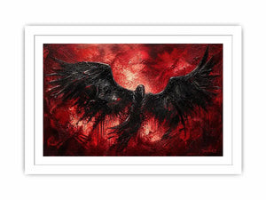 Raven in a storm of red