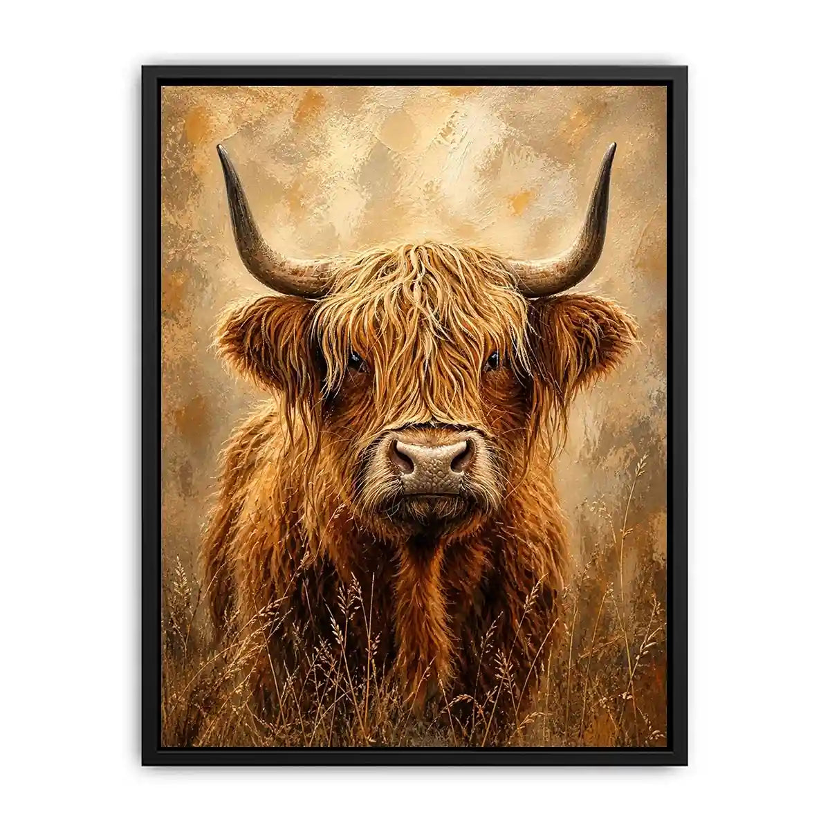 Highland cow portrait with shaggy fur